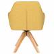 Fauteuil Pete Pivotant Assise en Bois et Tissu Ocre Chaise à Accoudoirs 62x63x85cm