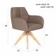 Fauteuil Pete Pivotant Assise en Bois et Tissu Ocre Chaise à Accoudoirs 62x63x85cm