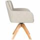 Fauteuil Pete Pivotant Assise en Bois et Tissu Beige Chaise à Accoudoirs 62x63x85cm