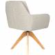 Fauteuil Pete Pivotant Assise en Bois et Tissu Beige Chaise à Accoudoirs 62x63x85cm