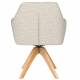 Fauteuil Pete Pivotant Assise en Bois et Tissu Beige Chaise à Accoudoirs 62x63x85cm