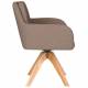 Fauteuil Pete Pivotant Assise en Bois et Tissu Taupe Chaise à Accoudoirs 62x63x85cm