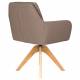 Fauteuil Pete Pivotant Assise en Bois et Tissu Taupe Chaise à Accoudoirs 62x63x85cm