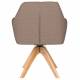 Fauteuil Pete Pivotant Assise en Bois et Tissu Taupe Chaise à Accoudoirs 62x63x85cm