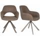 Lot de Fauteuils Toye Woody Duo de Chaises en Acier Gris et Tissu Marron Sièges de Table 61x68x85cm