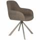 Lot de Fauteuils Toye Woody Duo de Chaises en Acier Gris et Tissu Marron Sièges de Table 61x68x85cm