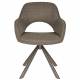 Lot de Fauteuils Toye Woody Duo de Chaises en Acier Gris et Tissu Marron Sièges de Table 61x68x85cm