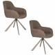 Lot de Fauteuils Toye Woody Duo de Chaises en Acier Gris et Tissu Marron Sièges de Table 61x68x85cm