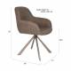 Lot de Fauteuils Toye Woody Duo de Chaises en Acier Gris et Tissu Marron Sièges de Table 61x68x85cm