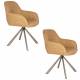 Lot de Fauteuils Toye Woody Duo de Chaises en Acier Gris et Tissu Ocre Sièges de Table 61x68x85cm