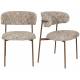 Lot de Deux Chaises Claes Woody Duo d'Assises en Acier et Tissu Beige Chiné Chaises de Salle à Manger Rétro 56,5x57,5x78,5cm