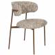 Lot de Deux Chaises Claes Woody Duo d'Assises en Acier et Tissu Beige Chiné Chaises de Salle à Manger Rétro 56,5x57,5x78,5cm