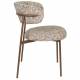 Lot de Deux Chaises Claes Woody Duo d'Assises en Acier et Tissu Beige Chiné Chaises de Salle à Manger Rétro 56,5x57,5x78,5cm