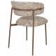 Lot de Deux Chaises Claes Woody Duo d'Assises en Acier et Tissu Beige Chiné Chaises de Salle à Manger Rétro 56,5x57,5x78,5cm