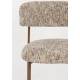 Lot de Deux Chaises Claes Woody Duo d'Assises en Acier et Tissu Beige Chiné Chaises de Salle à Manger Rétro 56,5x57,5x78,5cm
