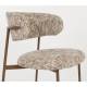 Lot de Deux Chaises Claes Woody Duo d'Assises en Acier et Tissu Beige Chiné Chaises de Salle à Manger Rétro 56,5x57,5x78,5cm