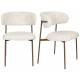 Lot de Deux Chaises Claes Woody Duo d'Assises en Acier et Tissu Blanc Chiné Chaises de Salle à Manger Rétro 56,5x57,5x78,5cm