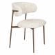 Lot de Deux Chaises Claes Woody Duo d'Assises en Acier et Tissu Blanc Chiné Chaises de Salle à Manger Rétro 56,5x57,5x78,5cm