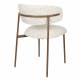 Lot de Deux Chaises Claes Woody Duo d'Assises en Acier et Tissu Blanc Chiné Chaises de Salle à Manger Rétro 56,5x57,5x78,5cm