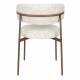Lot de Deux Chaises Claes Woody Duo d'Assises en Acier et Tissu Blanc Chiné Chaises de Salle à Manger Rétro 56,5x57,5x78,5cm