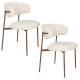Lot de Deux Chaises Claes Woody Duo d'Assises en Acier et Tissu Blanc Chiné Chaises de Salle à Manger Rétro 56,5x57,5x78,5cm