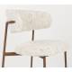 Lot de Deux Chaises Claes Woody Duo d'Assises en Acier et Tissu Blanc Chiné Chaises de Salle à Manger Rétro 56,5x57,5x78,5cm