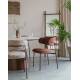Lot Deux Chaises Claes Woody Duo d'Assises en Acier et Tissu Terracotta Chiné Chaises de Salle à Manger Rétro 56,5x57,5x78,5cm