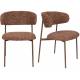 Lot Deux Chaises Claes Woody Duo d'Assises en Acier et Tissu Terracotta Chiné Chaises de Salle à Manger Rétro 56,5x57,5x78,5cm