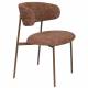 Lot Deux Chaises Claes Woody Duo d'Assises en Acier et Tissu Terracotta Chiné Chaises de Salle à Manger Rétro 56,5x57,5x78,5cm