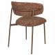 Lot Deux Chaises Claes Woody Duo d'Assises en Acier et Tissu Terracotta Chiné Chaises de Salle à Manger Rétro 56,5x57,5x78,5cm