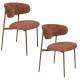 Lot Deux Chaises Claes Woody Duo d'Assises en Acier et Tissu Terracotta Chiné Chaises de Salle à Manger Rétro 56,5x57,5x78,5cm
