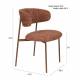 Lot Deux Chaises Claes Woody Duo d'Assises en Acier et Tissu Terracotta Chiné Chaises de Salle à Manger Rétro 56,5x57,5x78,5cm
