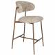 Lot de Deux Chaises de Bar Claes Woody Duo d'Assises Hautes en Acier et Tissu Beige Chiné Rétro 44x51x94cm