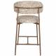 Lot de Deux Chaises de Bar Claes Woody Duo d'Assises Hautes en Acier et Tissu Beige Chiné Rétro 44x51x94cm