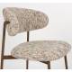 Lot de Deux Chaises de Bar Claes Woody Duo d'Assises Hautes en Acier et Tissu Beige Chiné Rétro 44x51x94cm