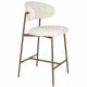 Lot de Deux Chaises de Bar Claes Woody Duo d'Assises Hautes en Acier et Tissu Blanc Chiné Rétro 44x51x94cm