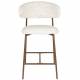 Lot de Deux Chaises de Bar Claes Woody Duo d'Assises Hautes en Acier et Tissu Blanc Chiné Rétro 44x51x94cm