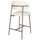 Lot de Deux Chaises de Bar Claes Woody Duo d'Assises Hautes en Acier et Tissu Blanc Chiné Rétro 44x51x94cm