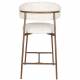 Lot de Deux Chaises de Bar Claes Woody Duo d'Assises Hautes en Acier et Tissu Blanc Chiné Rétro 44x51x94cm