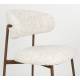 Lot de Deux Chaises de Bar Claes Woody Duo d'Assises Hautes en Acier et Tissu Blanc Chiné Rétro 44x51x94cm