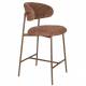 Lot de Deux Chaises de Bar Claes Woody Duo d'Assises Hautes en Acier et Tissu Terracotta Chiné Rétro 44x51x94cm