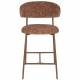 Lot de Deux Chaises de Bar Claes Woody Duo d'Assises Hautes en Acier et Tissu Terracotta Chiné Rétro 44x51x94cm