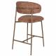 Lot de Deux Chaises de Bar Claes Woody Duo d'Assises Hautes en Acier et Tissu Terracotta Chiné Rétro 44x51x94cm