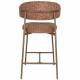 Lot de Deux Chaises de Bar Claes Woody Duo d'Assises Hautes en Acier et Tissu Terracotta Chiné Rétro 44x51x94cm