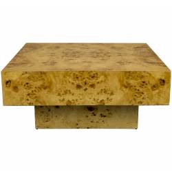 Table Basse Quinn Dutchbone Naturelle Table de Salon en Eucalyptus et Ronce de Noyer Design Seventies 39x90x90cm