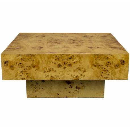 Table Basse Quinn Dutchbone Naturelle Table de Salon en Eucalyptus et Ronce de Noyer Design Seventies 39x90x90cm
