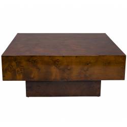 Table Basse Quinn Dutchbone Foncée Table de Salon en Eucalyptus et Ronce de Noyer Design Seventies 39x90x90cm