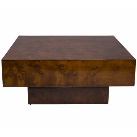 Table Basse Quinn Dutchbone Foncée Table de Salon en Eucalyptus et Ronce de Noyer Design Seventies 39x90x90cm