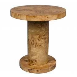 Guéridon Quinn Dutchbone Naturel Sellette Ronde en Eucalyptus et Ronce de Noyer Design Seventies 46x46x51cm