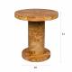 Guéridon Quinn Dutchbone Naturel Sellette Ronde en Eucalyptus et Ronce de Noyer Design Seventies 46x46x51cm